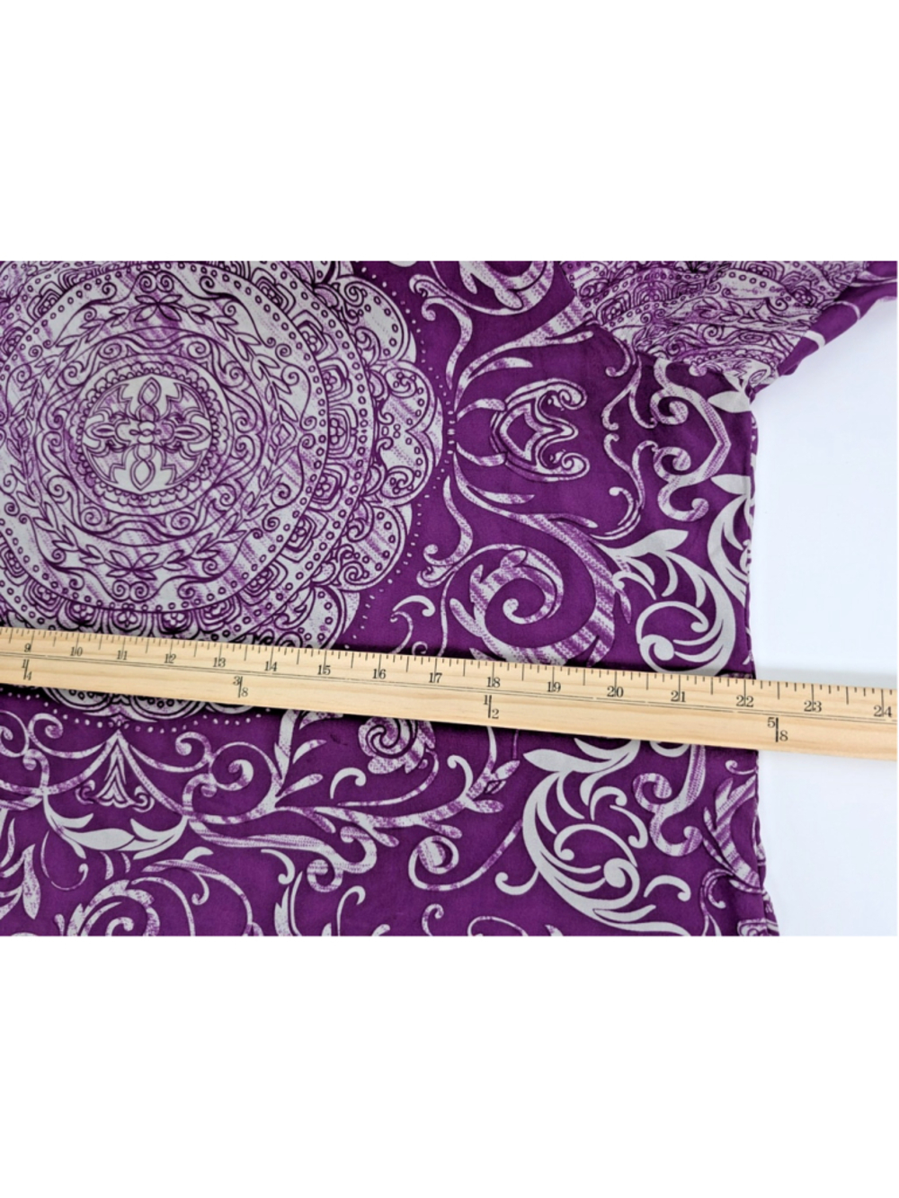 Soft Surroundings Purple Silk Tunic Top Sz XL Bohemian Peasant Scarf Print - Picture 8 of 9